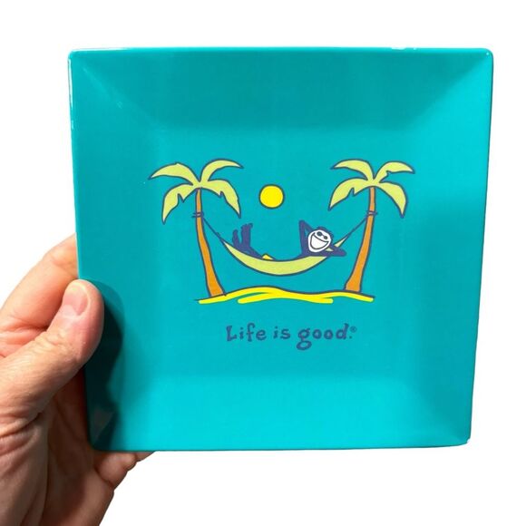 Life is Good 4 Melamine Square Plates Lunch Charcuterie Snacks 6 Inch Square - Picture 2 of 8